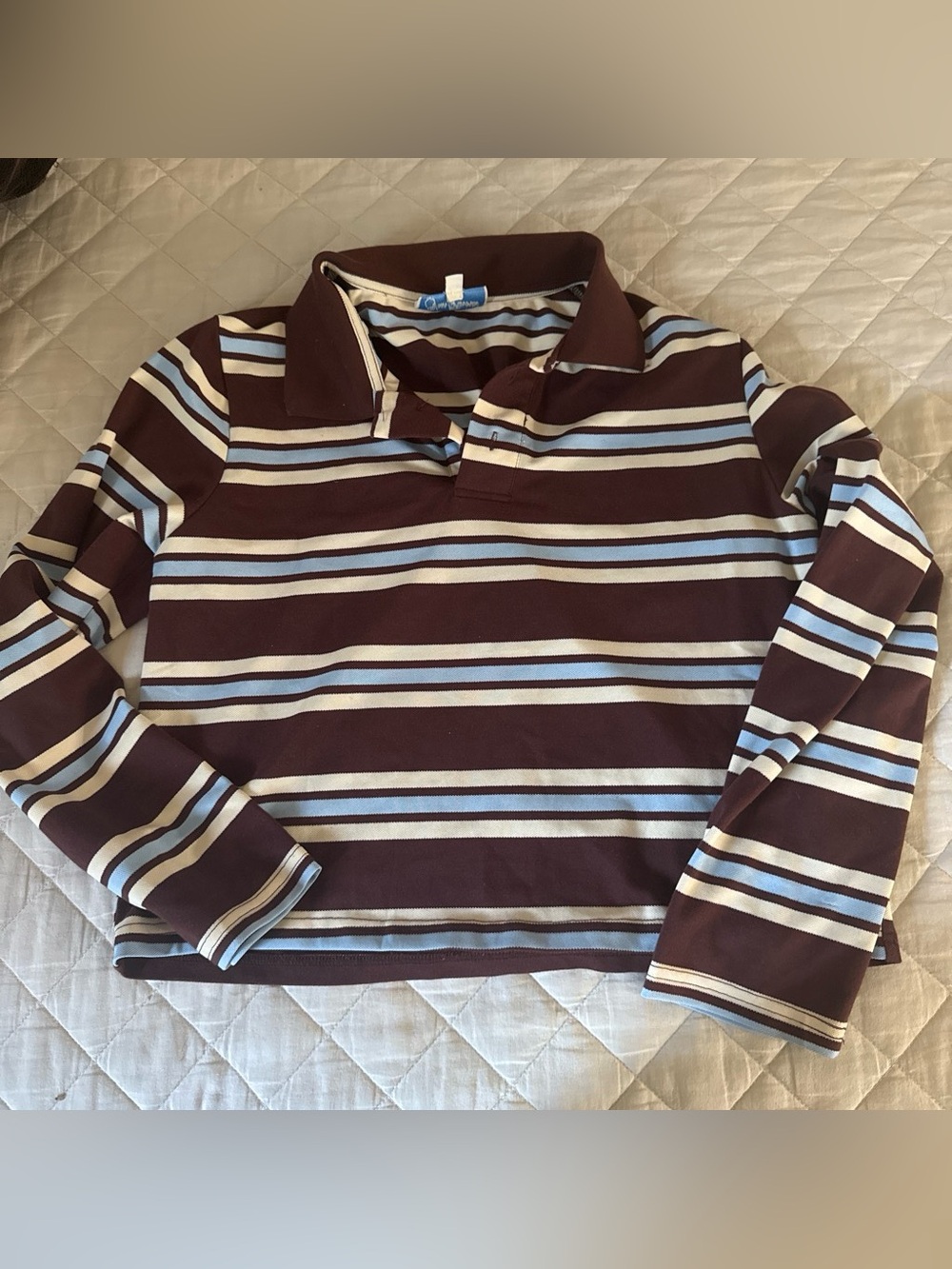 Striped Maroon Polo Sweater - Unbranded